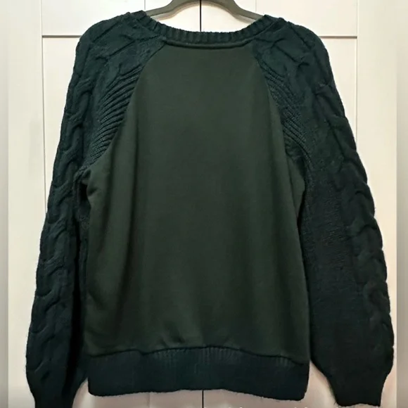 Women's Cable Knit Crew Neck Sweater - Green, White, Gray (ALL Size Lg) - Picture 5 of 8